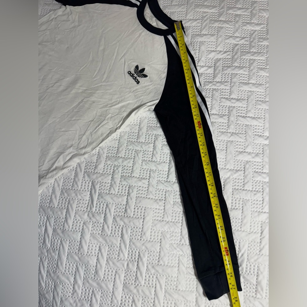 Adidas Black White Triple Stripe Long Sleeve Activewear Shirt Youth Boy 13-14 - Picture 8 of 13